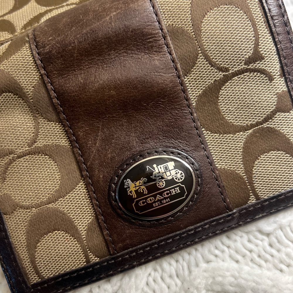 Coach Signature Brown and Tan Wallet - Picture 8 of 13